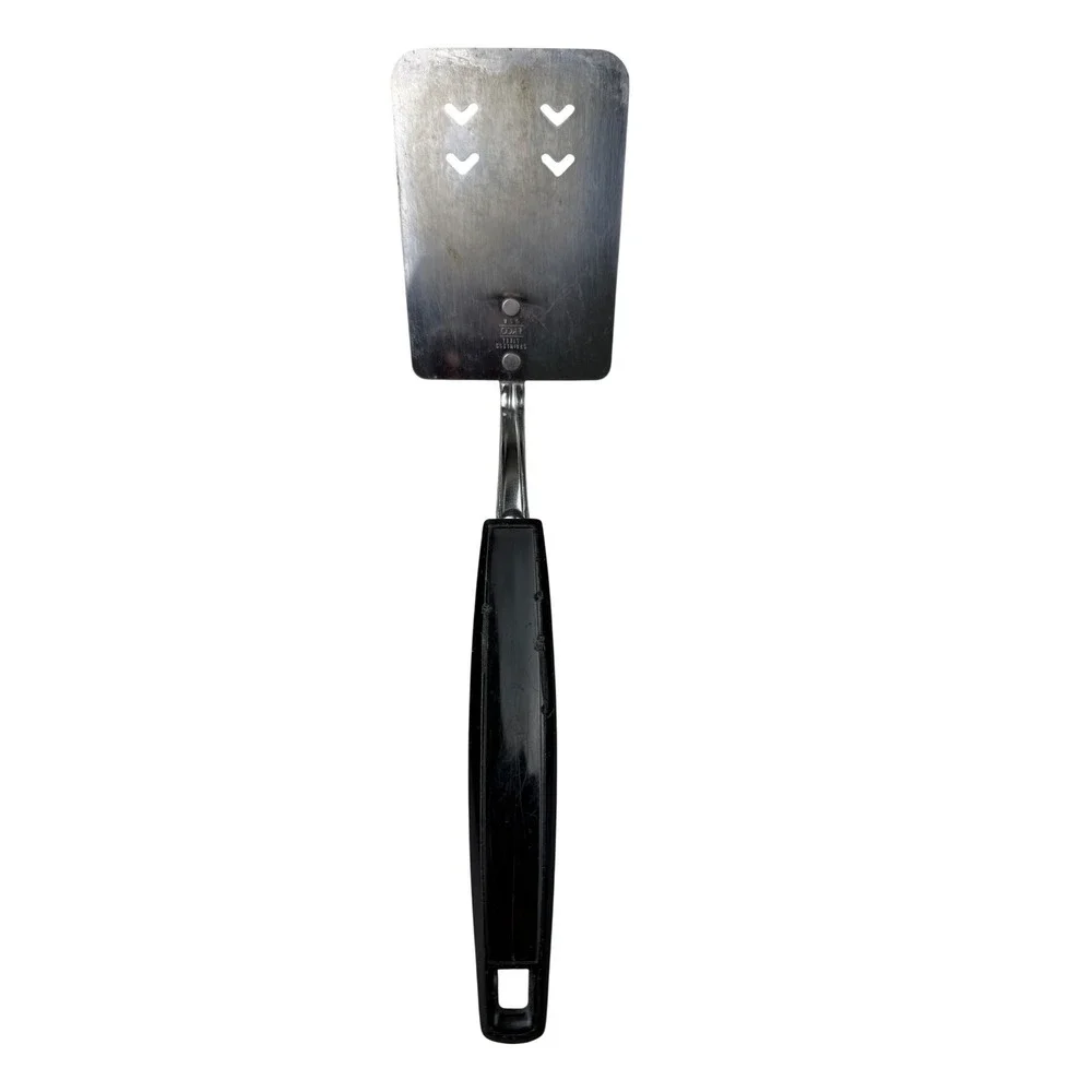 Vintage EKCO USA Stainless Steel‎ Spatula V Cutout Black Handle Turner 10.5 Inch